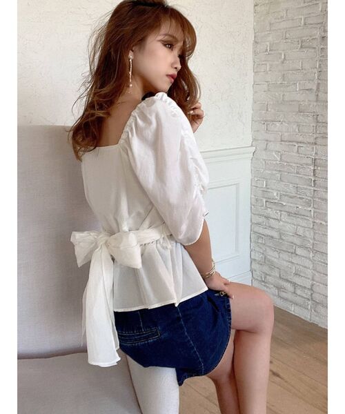 RESEXXY（リゼクシー）の「カシュクールパワショルチュニック（シャツ/ブラウス・レディース・ホワイト/ブラック/ミント・FREE）」の14枚目の写真