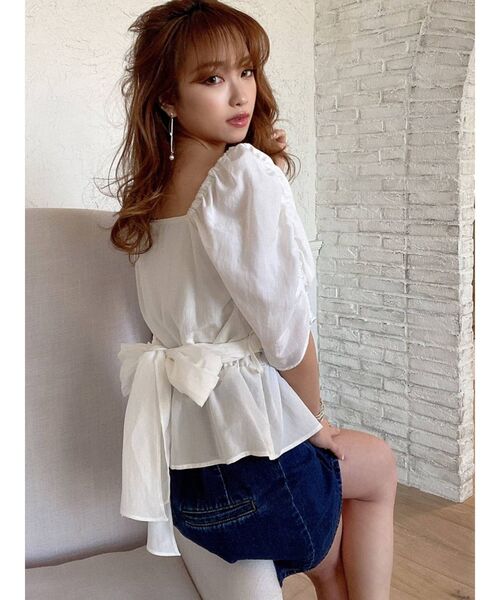 RESEXXY（リゼクシー）の「カシュクールパワショルチュニック（シャツ/ブラウス・レディース・ホワイト/ブラック/ミント・FREE）」の16枚目の写真