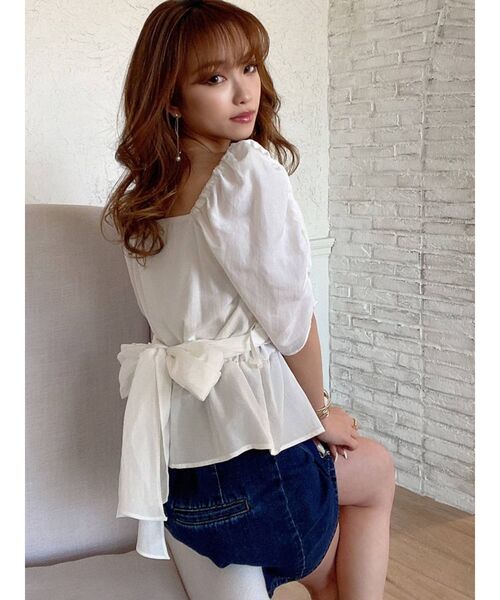 RESEXXY（リゼクシー）の「カシュクールパワショルチュニック（シャツ/ブラウス・レディース・ホワイト/ブラック/ミント・FREE）」の17枚目の写真