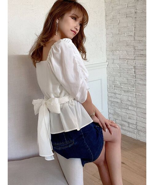 RESEXXY（リゼクシー）の「カシュクールパワショルチュニック（シャツ/ブラウス・レディース・ホワイト/ブラック/ミント・FREE）」の18枚目の写真