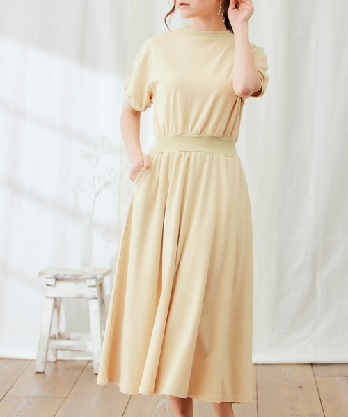 PURIL（ピュリル）の「【PURIL】パフスリーブ スウェット フレア半袖ワンピース（ワンピース・レディース・ベージュ/ネイビー/ブラック/パープル・L/S/XS/M）」の22枚目の写真