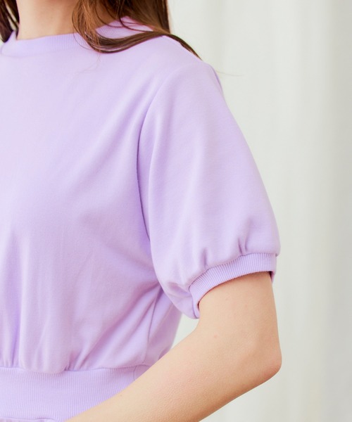 PURIL（ピュリル）の「【PURIL】パフスリーブ スウェット フレア半袖ワンピース（ワンピース・レディース・ベージュ/ネイビー/ブラック/パープル・L/S/XS/M）」の10枚目の写真