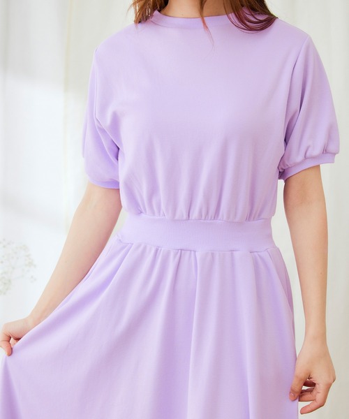 PURIL（ピュリル）の「【PURIL】パフスリーブ スウェット フレア半袖ワンピース（ワンピース・レディース・ベージュ/ネイビー/ブラック/パープル・L/S/XS/M）」の11枚目の写真