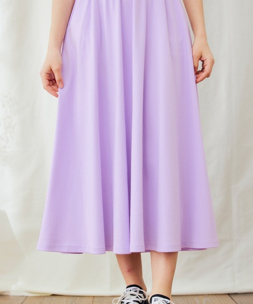 PURIL（ピュリル）の「【PURIL】パフスリーブ スウェット フレア半袖ワンピース（ワンピース・レディース・ベージュ/ネイビー/ブラック/パープル・L/S/XS/M）」の13枚目の写真