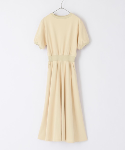 PURIL（ピュリル）の「【PURIL】パフスリーブ スウェット フレア半袖ワンピース（ワンピース・レディース・ベージュ/ネイビー/ブラック/パープル・L/S/XS/M）」の14枚目の写真