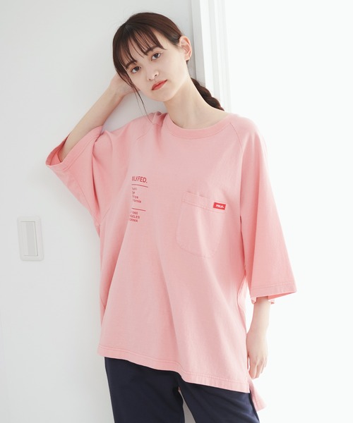 MILKFED.（ミルクフェド）の「PRINTED POCKET BIG TOP（Tシャツ/カットソー・レディース・ホワイト/ブラック/ベージュ/ピンク・ONE SIZE）」の4枚目の写真