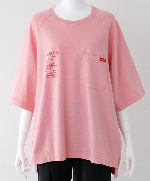 MILKFED.（ミルクフェド）の「PRINTED POCKET BIG TOP（Tシャツ/カットソー・レディース・ホワイト/ブラック/ベージュ/ピンク・ONE SIZE）」の10枚目の写真