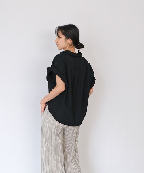 AKTE（アクテ）の「ロールアップボックスシルエットシャツ（シャツ/ブラウス・レディース・ホワイト/ブラック・FREE）」の4枚目の写真