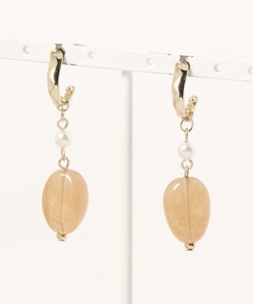 ROPE' PICNIC（ロペピクニック）の「マーブルストーン風パーツピアス（ピアス（両耳用）・レディース・ベージュ/グレー・FREE）」の9枚目の写真