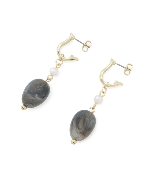 ROPE' PICNIC（ロペピクニック）の「マーブルストーン風パーツピアス（ピアス（両耳用）・レディース・ベージュ/グレー・FREE）」の4枚目の写真