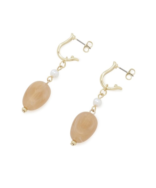 ROPE' PICNIC（ロペピクニック）の「マーブルストーン風パーツピアス（ピアス（両耳用）・レディース・ベージュ/グレー・FREE）」の5枚目の写真