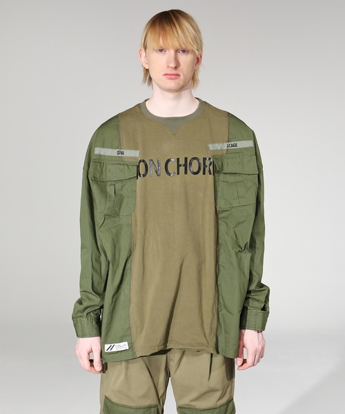 SIVA（シヴァ）の「SIVA シヴァ / JUNGLE-FATIGUE WIDE SHIRTS ジャングルファティーグワイドシャツ ビッグシルエットロンT / 21C-S-02-03（Tシャツ/カットソー・メンズ・サンドベージュ/オリーブドラブ/ブラック・FREE）」の3枚目の写真