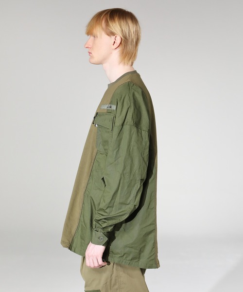 SIVA（シヴァ）の「SIVA シヴァ / JUNGLE-FATIGUE WIDE SHIRTS ジャングルファティーグワイドシャツ ビッグシルエットロンT / 21C-S-02-03（Tシャツ/カットソー・メンズ・サンドベージュ/オリーブドラブ/ブラック・FREE）」の4枚目の写真