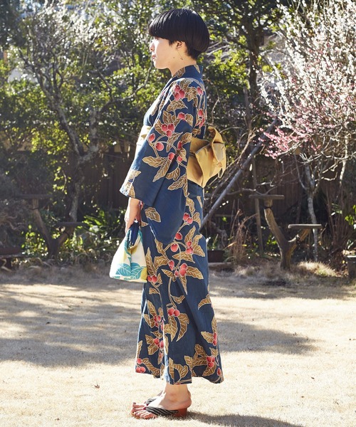 カヤ(カヤ)の「【カヤ】手捺染 対丈浴衣 枇杷(浴衣・レディース・ブルー・FREE)」の5枚目の写真
