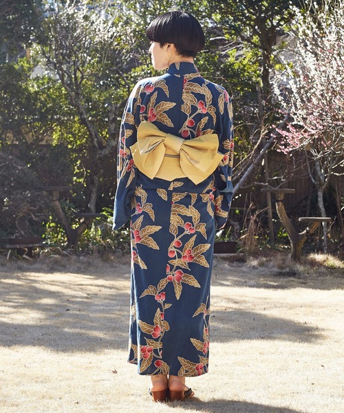 カヤ(カヤ)の「【カヤ】手捺染 対丈浴衣 枇杷(浴衣・レディース・ブルー・FREE)」の6枚目の写真