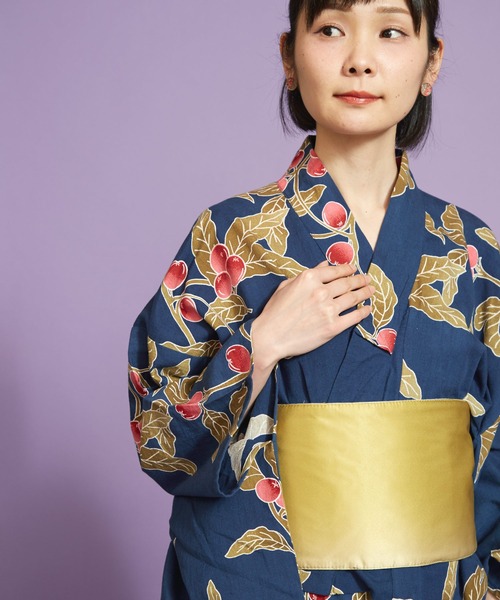 カヤ(カヤ)の「【カヤ】手捺染 対丈浴衣 枇杷(浴衣・レディース・ブルー・FREE)」の12枚目の写真