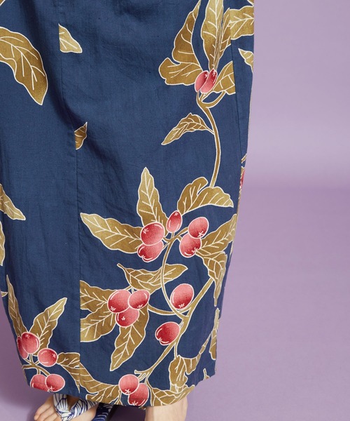 カヤ(カヤ)の「【カヤ】手捺染 対丈浴衣 枇杷(浴衣・レディース・ブルー・FREE)」の9枚目の写真