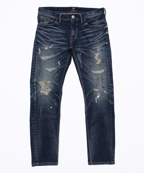 TMT HYBRID STRETCH DENIM 5P デニムパンツ 加工 M TMT（ティーエムティー）の「HYBRID-STRETCH DENIM 5P TIGHT TAPERED