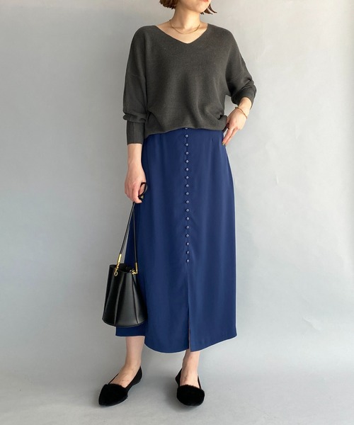 PICCIN(ピッチン)の「フロントボタンロングスカート(スカート・レディース・ダークブルー/グレイッシュベージュ/レンガ・M)」の18枚目の写真