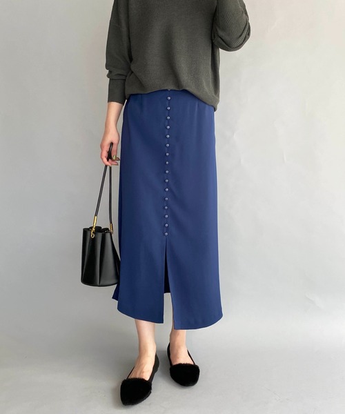 PICCIN(ピッチン)の「フロントボタンロングスカート(スカート・レディース・ダークブルー/グレイッシュベージュ/レンガ・M)」の14枚目の写真