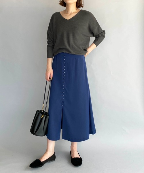 PICCIN(ピッチン)の「フロントボタンロングスカート(スカート・レディース・ダークブルー/グレイッシュベージュ/レンガ・M)」の22枚目の写真