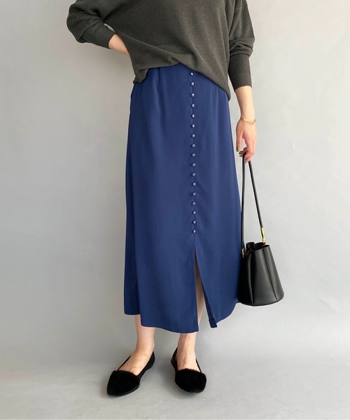 PICCIN(ピッチン)の「フロントボタンロングスカート(スカート・レディース・ダークブルー/グレイッシュベージュ/レンガ・M)」の17枚目の写真