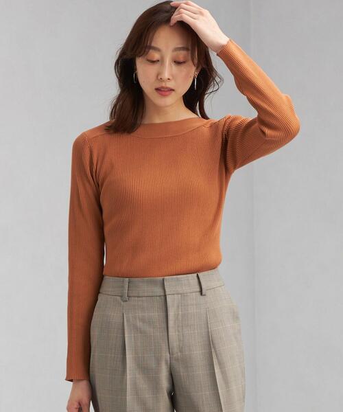 green label relaxing（グリーンレーベルリラクシング）の「14G リブ ボートネック プルオーバー ニット -ウォッシャブル-（ニット/セーター・レディース・パープル/オフホワイト/シャーベット/ネイビー・FREE）」の4枚目の写真