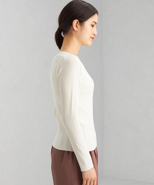 green label relaxing（グリーンレーベルリラクシング）の「14G リブ ボートネック プルオーバー ニット -ウォッシャブル-（ニット/セーター・レディース・パープル/オフホワイト/シャーベット/ネイビー・FREE）」の6枚目の写真