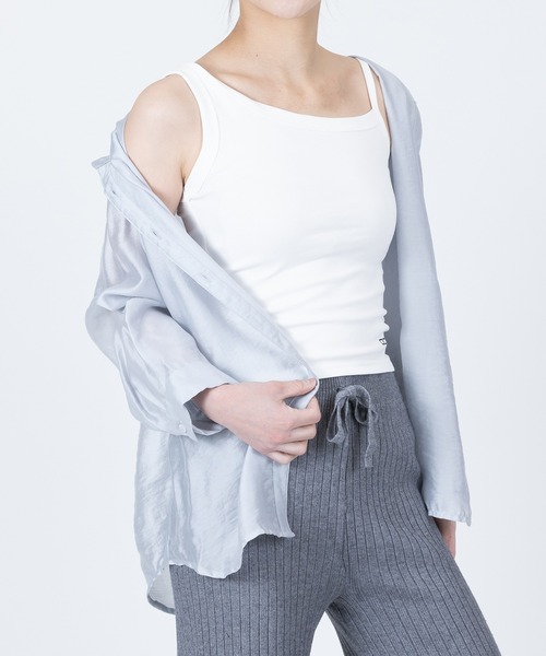 Anuenue（アヌエヌエ）の「両肩アシンメトリータンクトップ（タンクトップ・レディース・ブラック/グレー/ベージュ/ホワイト・S/M/L/2L）」の2枚目の写真