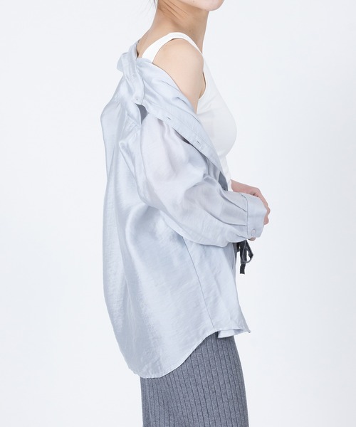 Anuenue（アヌエヌエ）の「両肩アシンメトリータンクトップ（タンクトップ・レディース・ブラック/グレー/ベージュ/ホワイト・S/M/L/2L）」の16枚目の写真