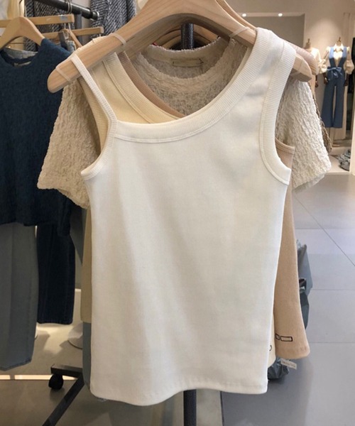 Anuenue（アヌエヌエ）の「両肩アシンメトリータンクトップ（タンクトップ・レディース・ブラック/グレー/ベージュ/ホワイト・S/M/L/2L）」の12枚目の写真