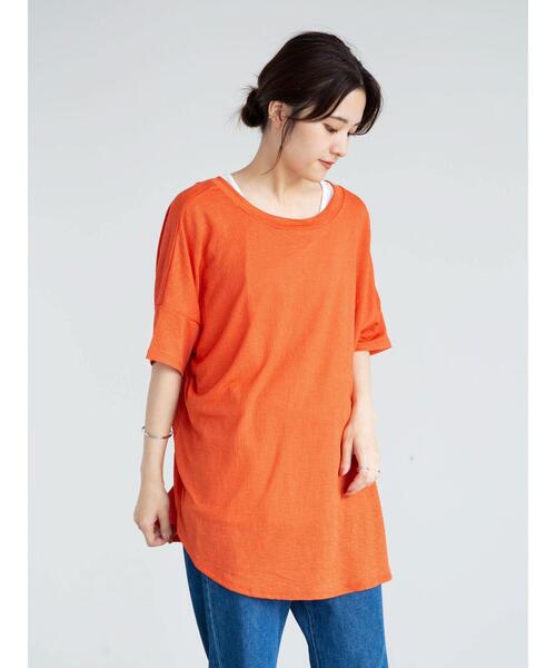 Green　Parks（グリーンパークス）の「SET2点 前後2wayシアーTEE＊（Tシャツ/カットソー・レディース・オレンジ/オフホワイト/ブラック・FREE）」の18枚目の写真