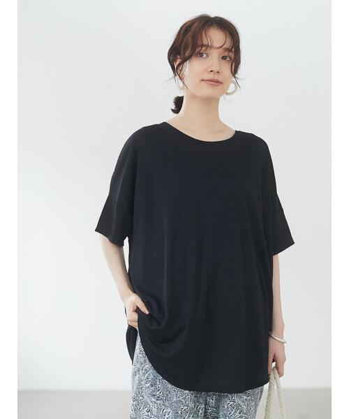 Green　Parks（グリーンパークス）の「SET2点 前後2wayシアーTEE＊（Tシャツ/カットソー・レディース・オレンジ/オフホワイト/ブラック・FREE）」の4枚目の写真