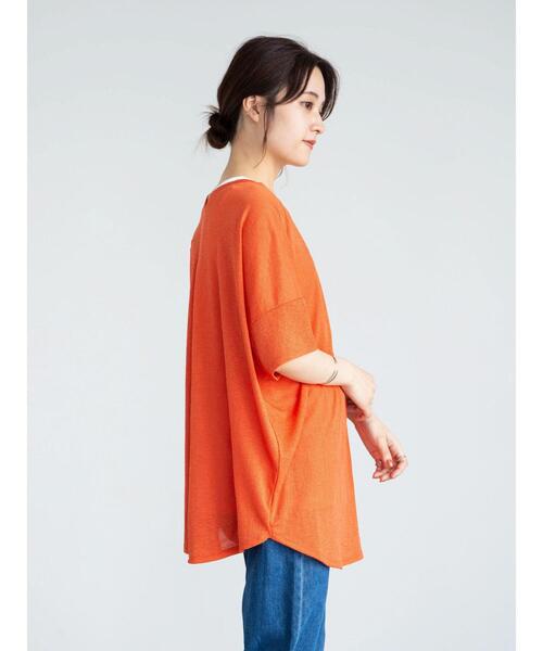 Green　Parks（グリーンパークス）の「SET2点 前後2wayシアーTEE＊（Tシャツ/カットソー・レディース・オレンジ/オフホワイト/ブラック・FREE）」の12枚目の写真