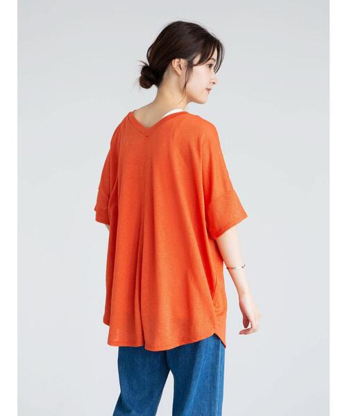 Green　Parks（グリーンパークス）の「SET2点 前後2wayシアーTEE＊（Tシャツ/カットソー・レディース・オレンジ/オフホワイト/ブラック・FREE）」の13枚目の写真