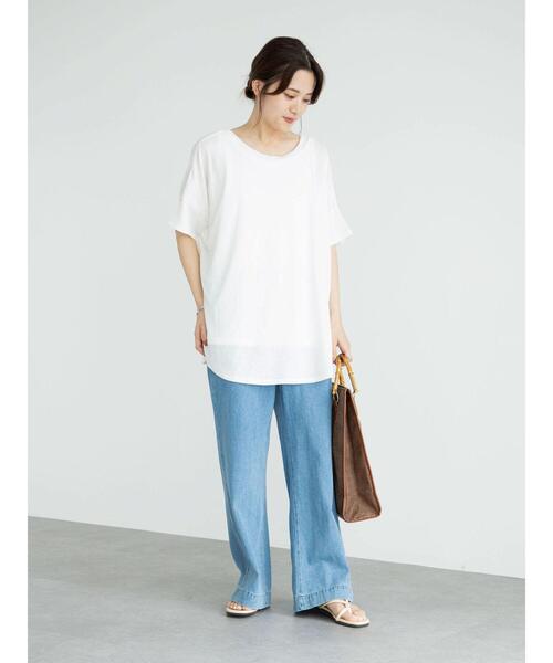 Green　Parks（グリーンパークス）の「SET2点 前後2wayシアーTEE＊（Tシャツ/カットソー・レディース・オレンジ/オフホワイト/ブラック・FREE）」の14枚目の写真