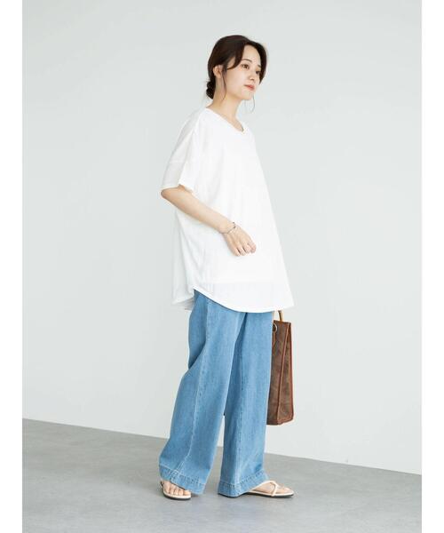 Green　Parks（グリーンパークス）の「SET2点 前後2wayシアーTEE＊（Tシャツ/カットソー・レディース・オレンジ/オフホワイト/ブラック・FREE）」の15枚目の写真