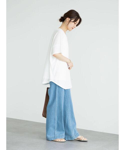 Green　Parks（グリーンパークス）の「SET2点 前後2wayシアーTEE＊（Tシャツ/カットソー・レディース・オレンジ/オフホワイト/ブラック・FREE）」の16枚目の写真