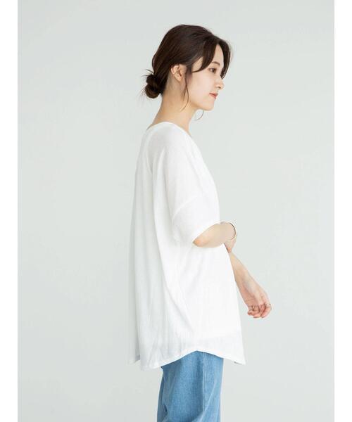 Green　Parks（グリーンパークス）の「SET2点 前後2wayシアーTEE＊（Tシャツ/カットソー・レディース・オレンジ/オフホワイト/ブラック・FREE）」の11枚目の写真