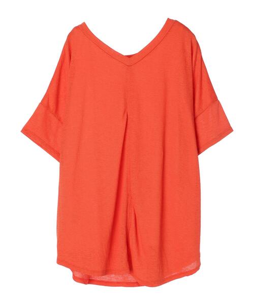 Green　Parks（グリーンパークス）の「SET2点 前後2wayシアーTEE＊（Tシャツ/カットソー・レディース・オレンジ/オフホワイト/ブラック・FREE）」の21枚目の写真