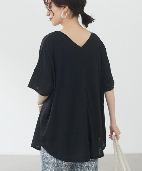 Green　Parks（グリーンパークス）の「SET2点 前後2wayシアーTEE＊（Tシャツ/カットソー・レディース・オレンジ/オフホワイト/ブラック・FREE）」の3枚目の写真