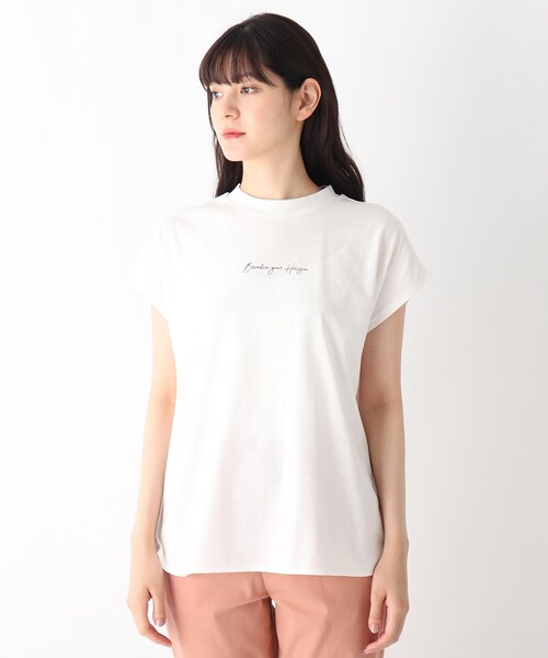 DRESKIP（ドレスキップ）の「◆バックパッチプリントTシャツ（Tシャツ/カットソー・レディース・オフホワイト/グレー系その他/ライトベージュ/ライトブルー・02/03）」の5枚目の写真