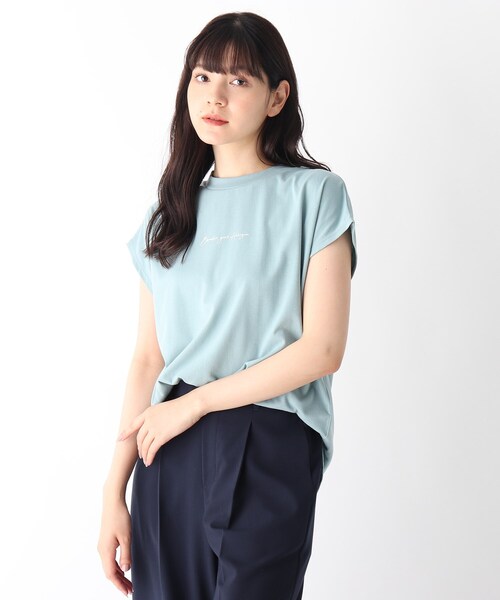 DRESKIP（ドレスキップ）の「◆バックパッチプリントTシャツ（Tシャツ/カットソー・レディース・オフホワイト/グレー系その他/ライトベージュ/ライトブルー・02/03）」の7枚目の写真