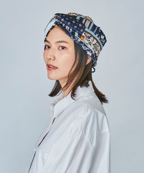 OVERRIDE（オーバーライド）の「OVERRIDE SCARF HEADWRAP（ヘアバンド・レディース・ブルー/ブラック/ベージュ・FREE）」の7枚目の写真