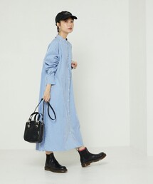 FREAK'S STORE | ▽マオカラーフレアシャツワンピース　ストライプ(ワンピース)