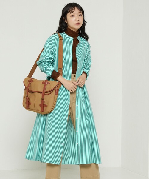 FREAK'S STORE（フリークスストア）の「マオカラーフレアシャツワンピース　ストライプ（ワンピース・レディース・サックスブルー/ピンク/グリーン・ﾌﾘ-）」の2枚目の写真