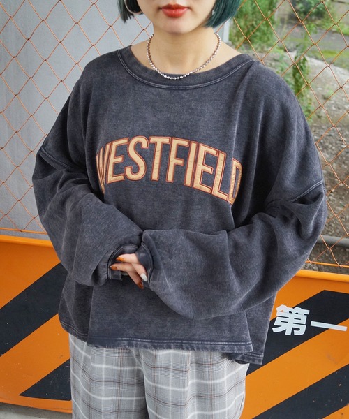 179/WG（イチナナキュウダブルジー）の「スノーウォッシュワッペンスウェット（Tシャツ/カットソー・レディース・ブラック/グリーン・FREE）」の10枚目の写真