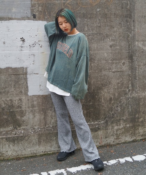 179/WG（イチナナキュウダブルジー）の「スノーウォッシュワッペンスウェット（Tシャツ/カットソー・レディース・ブラック/グリーン・FREE）」の18枚目の写真