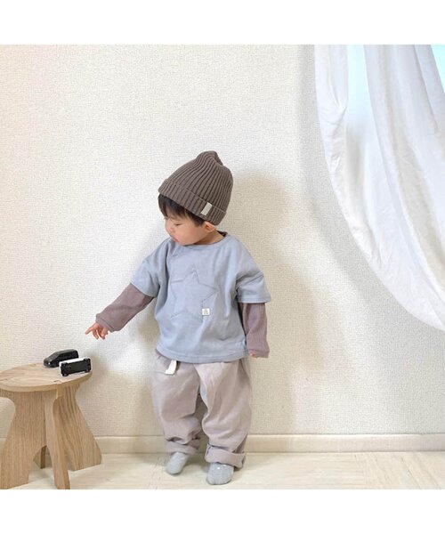 apres les cours（アプレレクール）の「スターパッチ２PTシャツ（Tシャツ/カットソー・キッズ・グリーン/オレンジ/サックスブルー・90/100/110/130/140/80/120）」の8枚目の写真