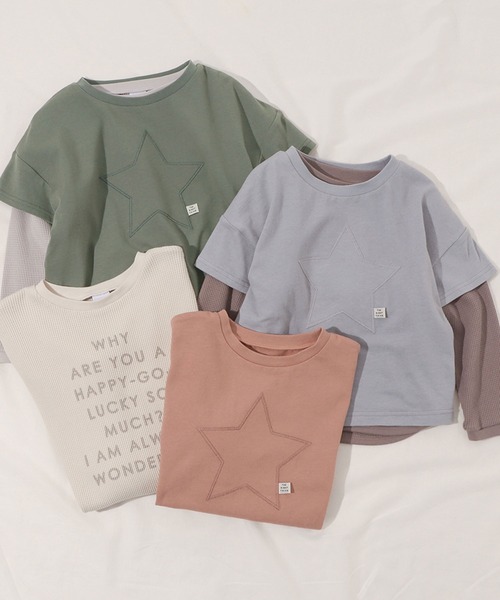 apres les cours（アプレレクール）の「スターパッチ２PTシャツ（Tシャツ/カットソー・キッズ・グリーン/オレンジ/サックスブルー・90/100/110/130/140/80/120）」の22枚目の写真
